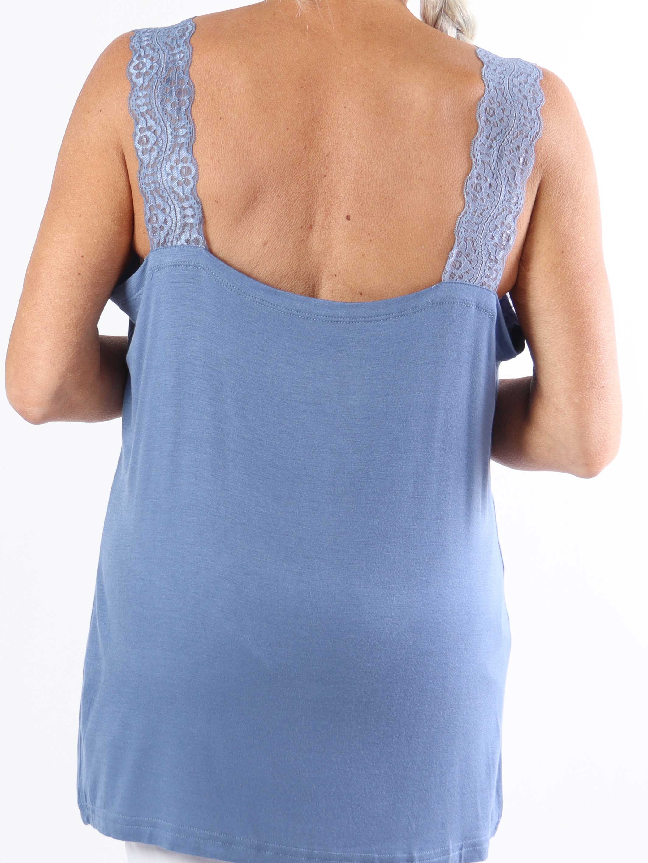 Florina - Basic plus size-topp i viskos med spetsband (bestseller)